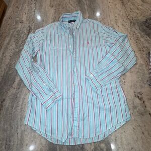 Ralph Lauren Men's Medium Y2K Blue Pink Long Sleeve Button Down Shirt